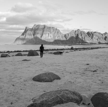 Uttakleiv Beach Lofoten I- Visit my blacck and white Art Gallery at Eva Eidsheim Photography.