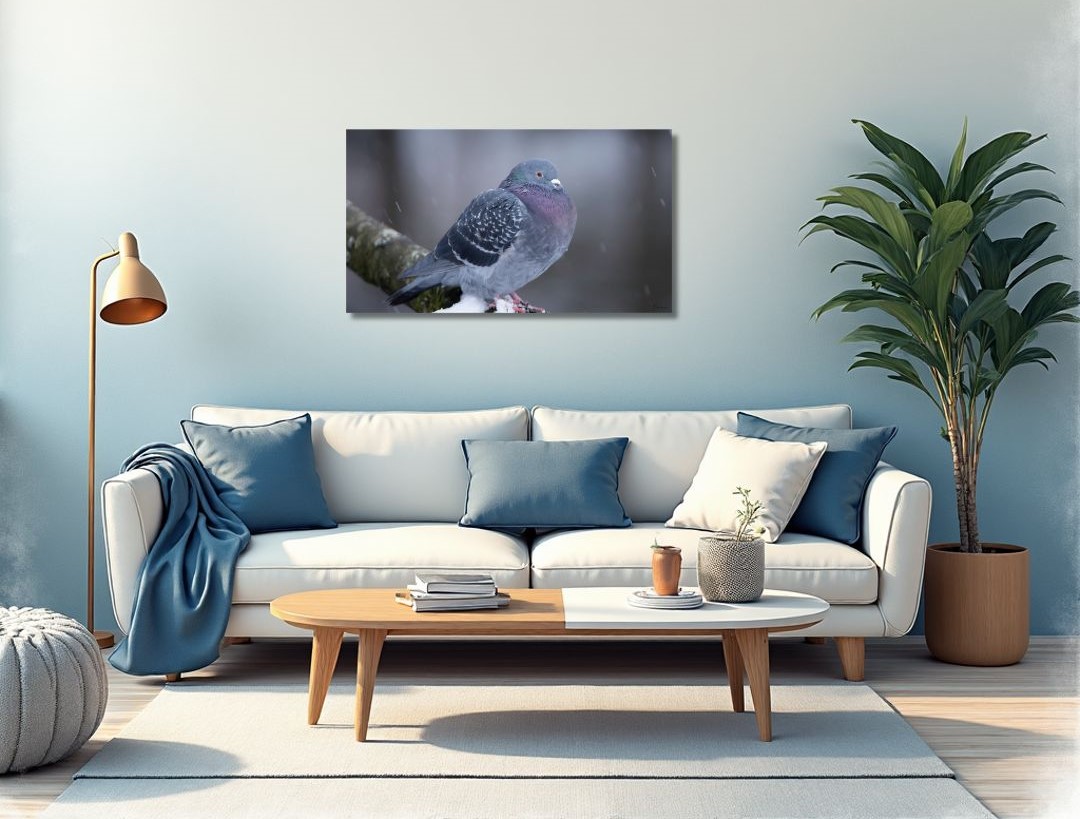 Fine Art Print - Dove on snowly branch I. Visit the gallery to the norwegian photographer Eva Virkesdal Eidsheim.