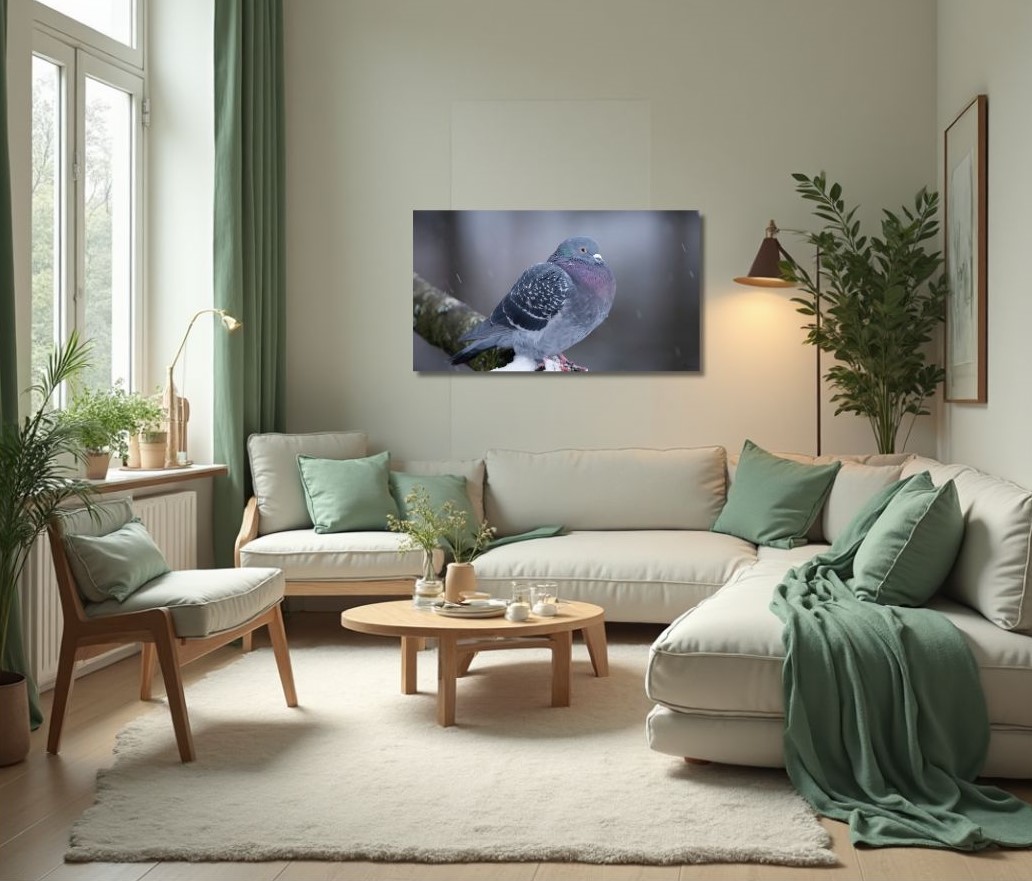 Fine Art Print - Dove on snowly branch I. Visit the gallery to the norwegian photographer Eva Virkesdal Eidsheim.